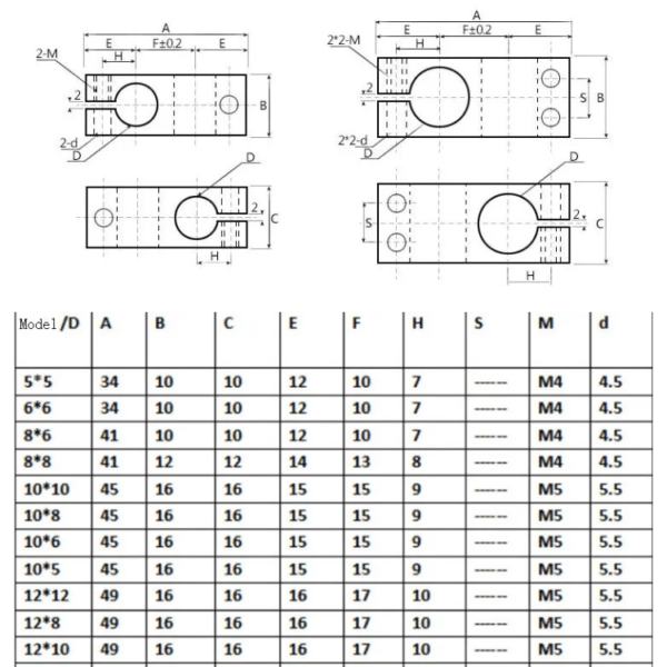 2x Abrazadera Conector Soporte Cruzado Eje 8x8 Cnc Aluminio