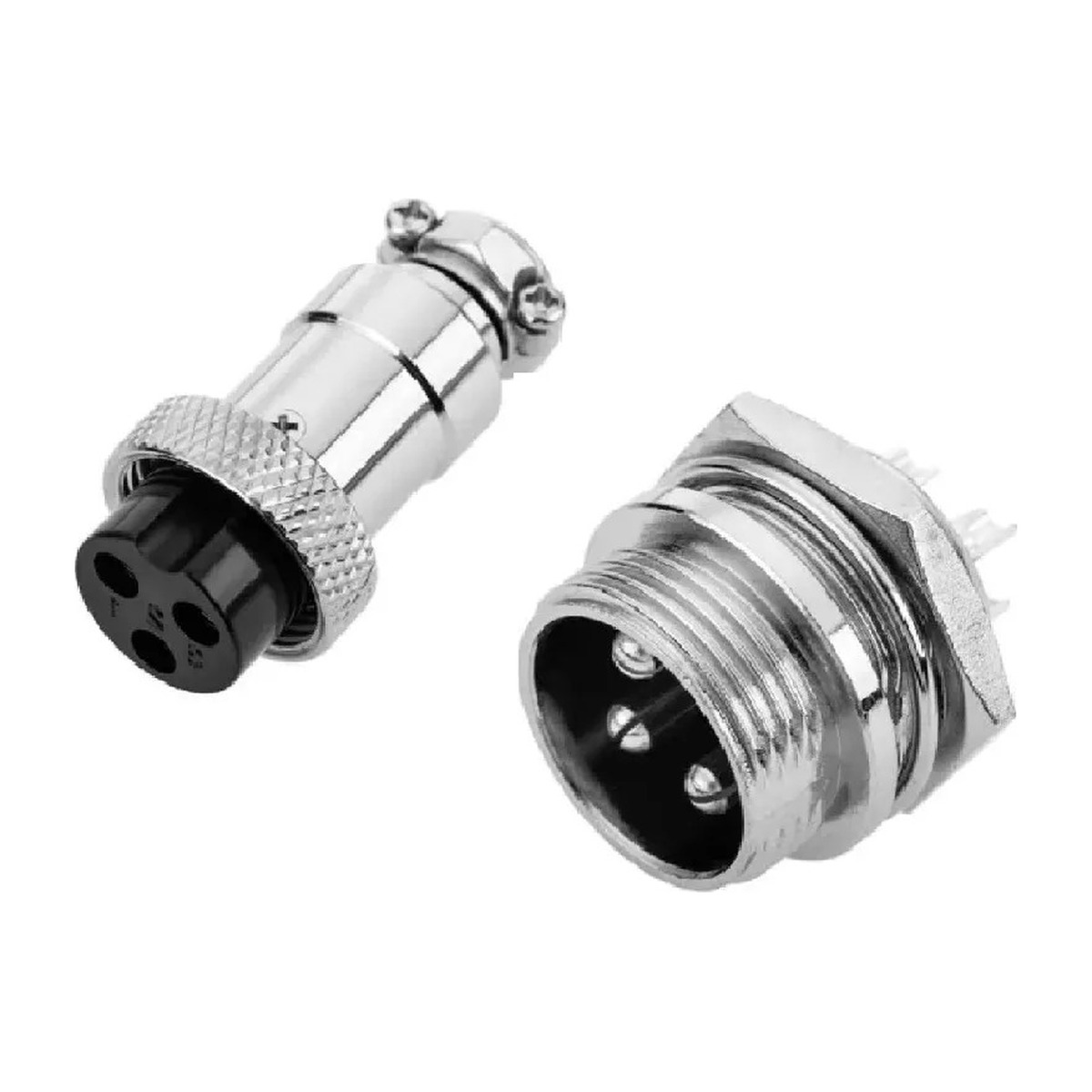 Conector de aviación GX16 3 pines macho y hembra